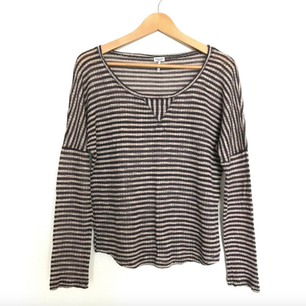Splendid Striped Cotton/Modal Lightweight Sweater